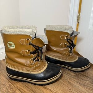 Sorel - Casual Women’s Winter Snow Boots Waterproof Insulated Tan Black Leather